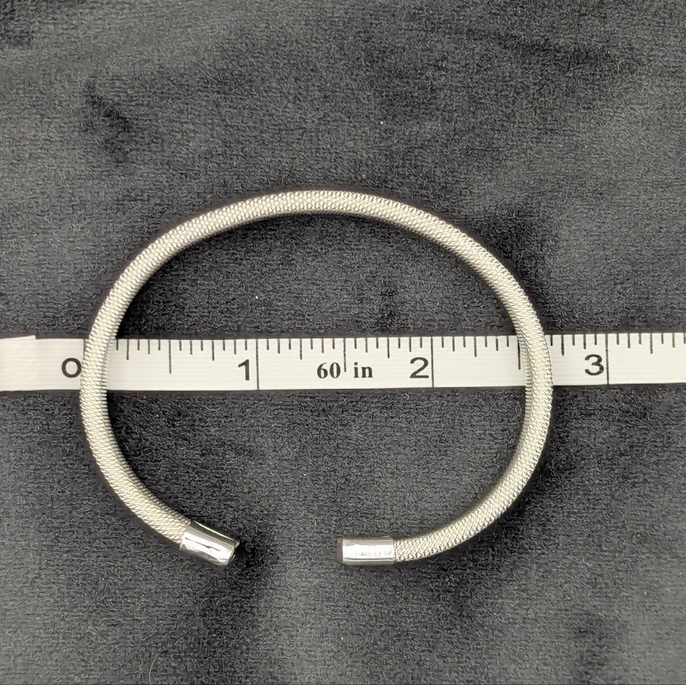 925 Sterling Silver Mesh Bangle Bracelet Minimalist Elegant - Picture 6 of 8